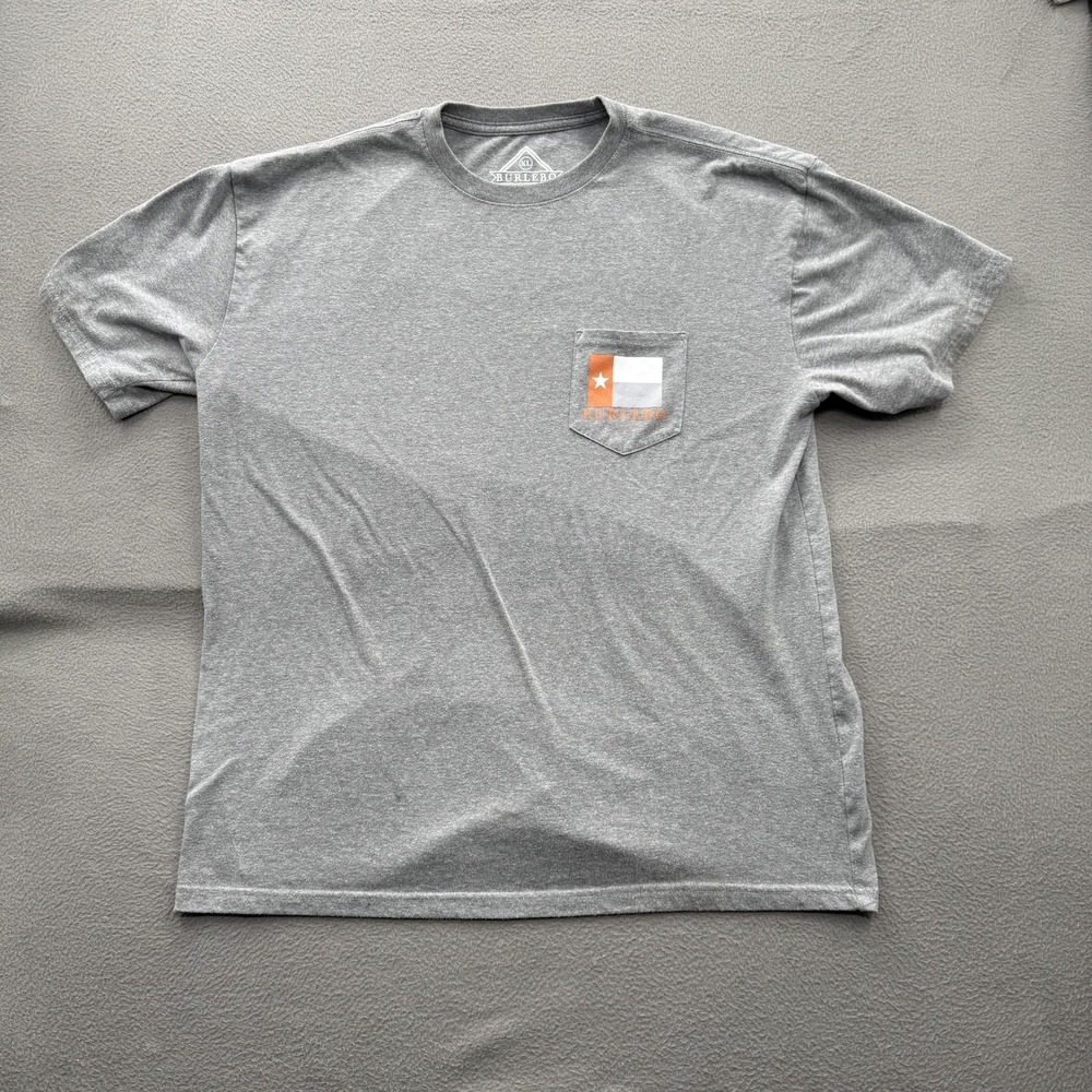 Burlebo Shirt Mens XL Gray Pocket Whata Great State Texas Graphic Tee Tagless